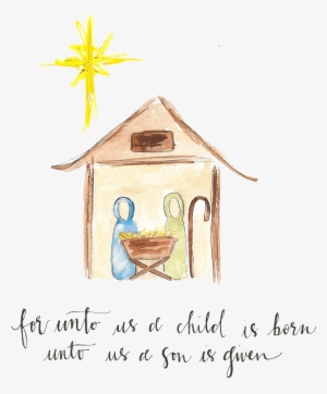Little Langs Nativity Scripture - Nativity Scene Watercolor