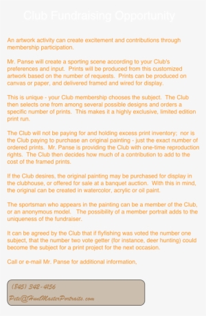 Club Fundraising Opportunity An Artwork Activity Can - Letter