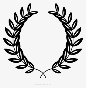 Laurel Wreath Coloring Page - Black And White Trophy Vector