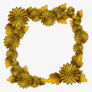 Gold The Frame Chrysanthemum Flowers - Frame Bunga Emas Png