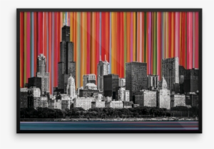 Chicago Skyline Lines W Signature Mockup Wall-horizontal