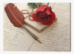 Red Rose Flower, Old Letters And Antique Feather Pen - Thanks For Special One
