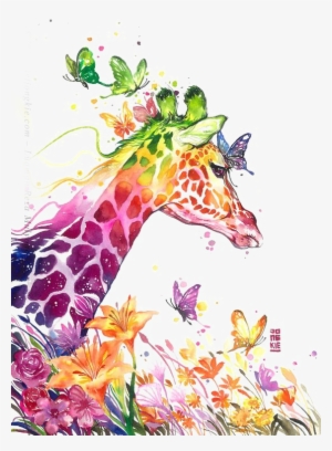 Watercolor Painting Giraffe Visual Arts Drawing - Luqman Reza Mulyono Art