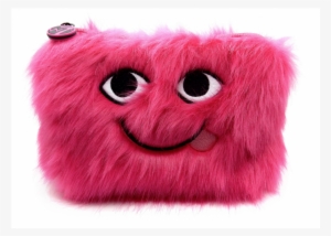 W7 Furry Emoji Cosmetics Bag Red - W7 Make-up/toilettas - Embroidered Furry Pink