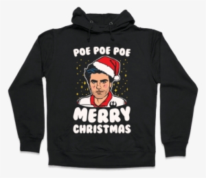 Poe Poe Poe Merry Christmas Parody White Print Hooded