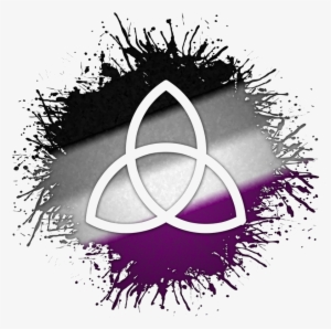 Triquetra Symbol Silhouetted Out Of Asexual Flag Paint - Bear Pride Atheist Square Sticker 3" X 3"