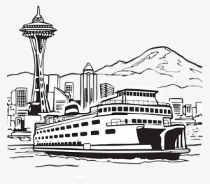 Seattle Space Needle Seattle Skyline Ferry - Ferry Clipart