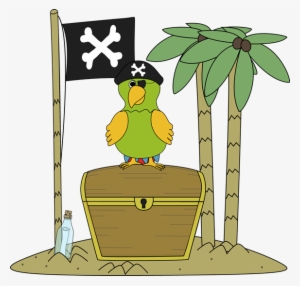 Pirate Flag And Parrot On An Island - Island Pirate Clipart