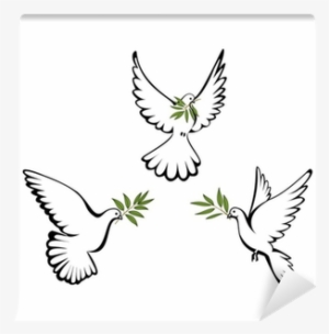 Three Flying Doves Vinyl Wall Art, Size Medium