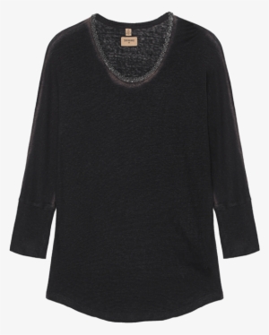 Fashion True Religion Crew Rhinestone Black Linen Longsleeve - Coat