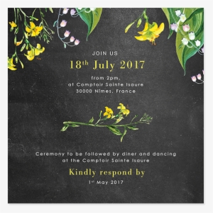 Rustic Wedding Chic - Botanical Wedding Invitation, Yellow And White Flowers