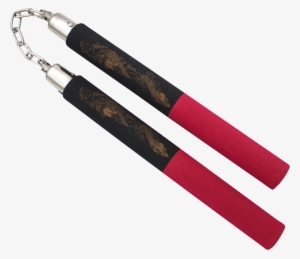 Red Tip Dragon Foam Practice Nunchucks W/ Rope - Transparent Nunchucks