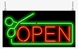 Open With Scissors Border Neon Sign - Neon Sign