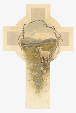 Raphael Tuck & Sons Easter Cross Shaped Card With Lamb - Elk