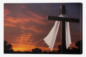 Dramatic Lighting On Christian Easter Cross At Sunrise - Christianity