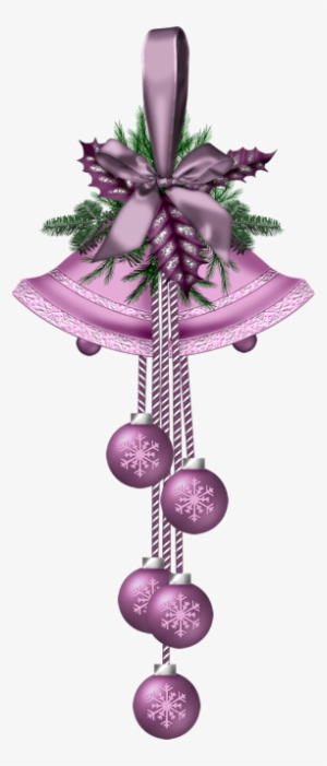 Christmas Purple Bells And Ornaments Clip Art - Purple Christmas Bells