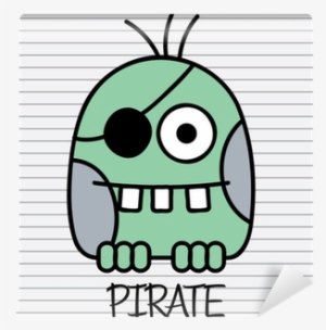 Little Funny Green Monster Pirate With Eye Patch Wall - Eyepatch