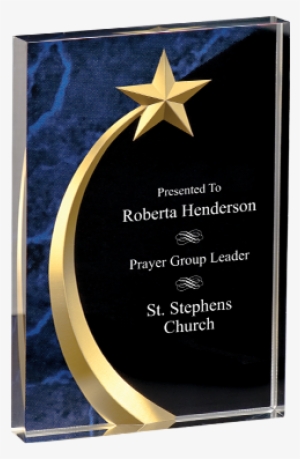 Curved Star Acrylic - 4 1/2 X 6" Green Marble Shooting Star Acrylic Award