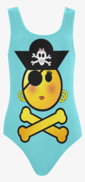 Smiley Emoji Girl Vest One Piece Swimsuit - Pirate Day Shower Curtain