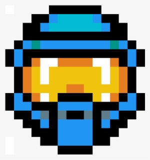 Halo Spartan Mask Blue - Halo Master Chief Pixel Art