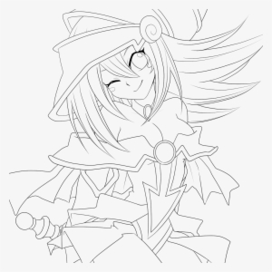 Resized To 85% Of Original Loading Dark Magician Girl - Line Art