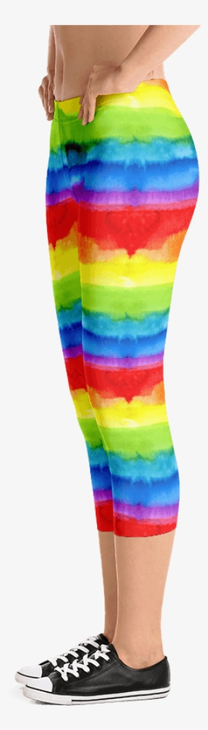 Women's Pride Watercolor Rainbow Print Capri Leggings - Tracer Cosplay Leggings