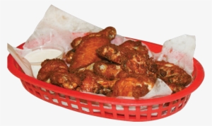 A Serving Of Boneless Buffalo Wings With A Side Of - Barbecue Chicken