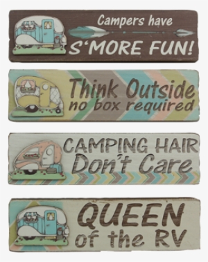 Wood Camper Block Sign 7"l 4 Assorted 12 Pc Min - Wood Block Signs By Young's - Wood Camping Block Sign