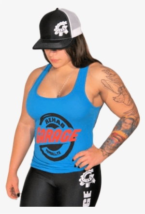 Rehab Garage Blue Tank Top, Black Compression Pant - Active Tank