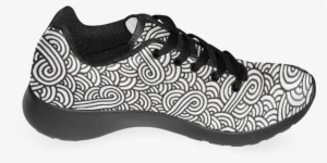 Black And White Swirls Zentangle Women's Running Shoes - Shoe