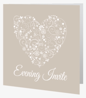 Evening White Heart With Swirls 3d - Wedding Card