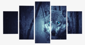 Blue Eyes Wolf In Forest Canvas Wall Art - Canvas