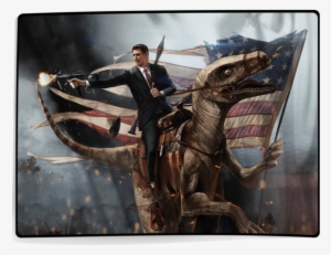 Ronald Reagan - Velociraptor - Blanket - 4th Of July Badass