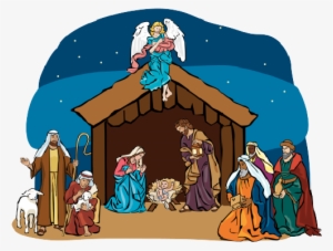 Christmas Nativity Scene - Jesus In A Manger Cartoon
