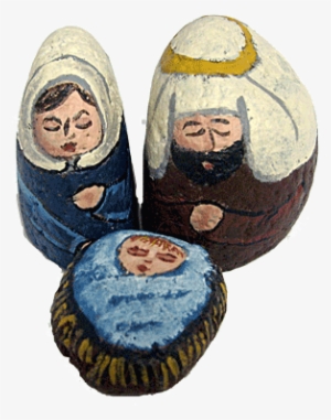 Small Painted Rock Nativity Set - Rock