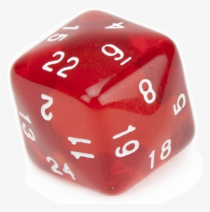 24 Sided Translucent Red With White Numbers Polyhedral - 24 Sided Dice
