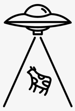 Ufo And Cow Vector - Ufo Drawing Cow