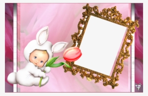 Bunny Costume Baby, - Easter Cartoon Frame Transparent