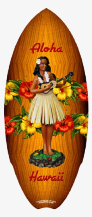 Dashboard Hula Doll Kc Hawaii Wood Mini Surfboard 8.5