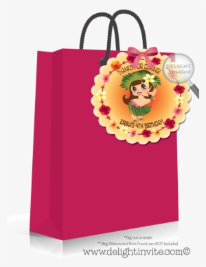 Hawaiian Hula Girl Birthday Favor Tag - 40th Birthday Black Thank You Tag