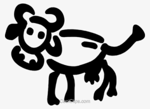 Cow With Large Horns Royalty Free Vector Clip Art Illustration - Cattle