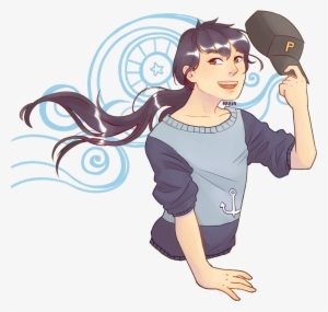 A Black Haired Girl With A Long Ponytail And A Blue - Cartoon