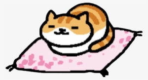 Pumpkin On The Sakura Pillow - Transparent Neko Atsume Cats