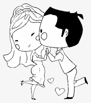 Dibujo De Novios Bailando Enamorados Para Colorear - Cute Wedding Cartoon