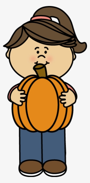 Girl Holding A Pumpkin Clip Art - Clip Art Pumpkin Black And White
