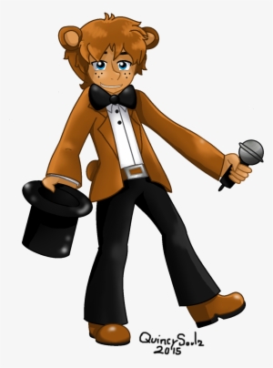 Clipart Black And White Fazbear By Quincysoulz On Deviantart - Freddy Fazbear As A Human