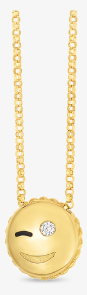 Roberto Coin Wink Emoji Pendant With Diamonds - Chain