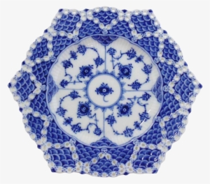 Royal Copenhagen Blue Fluted Double Lace Plate - Royal Copenhagen Blue Fluted Full Lace 8.25" Plate