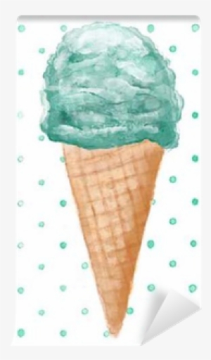 Watercolor Ice Cream Cone On Seamless Background Hand - Watercolor Ice Cream Cone
