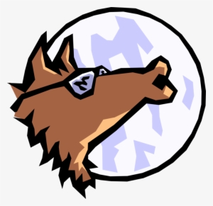Vector Illustration Of Howling Wolf Howls At The Moon - Blue Coyote